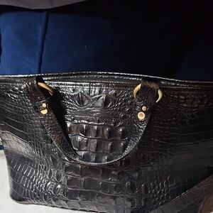Brahmin Black Embossed Leather Handbag